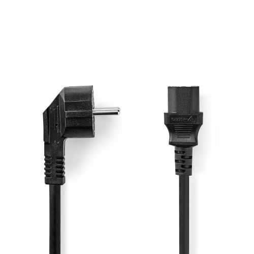 Cablu de alimentare 3x1.5mm Schuko tata cotit - IEC-320-C13 2m negru cupru 10A Nedis