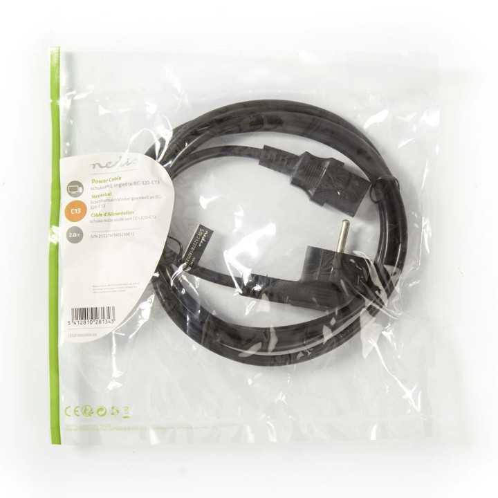 Cablu de alimentare PC UPS Schuko tata cotit - IEC-320-C13 2m cupru 10A negru Nedis