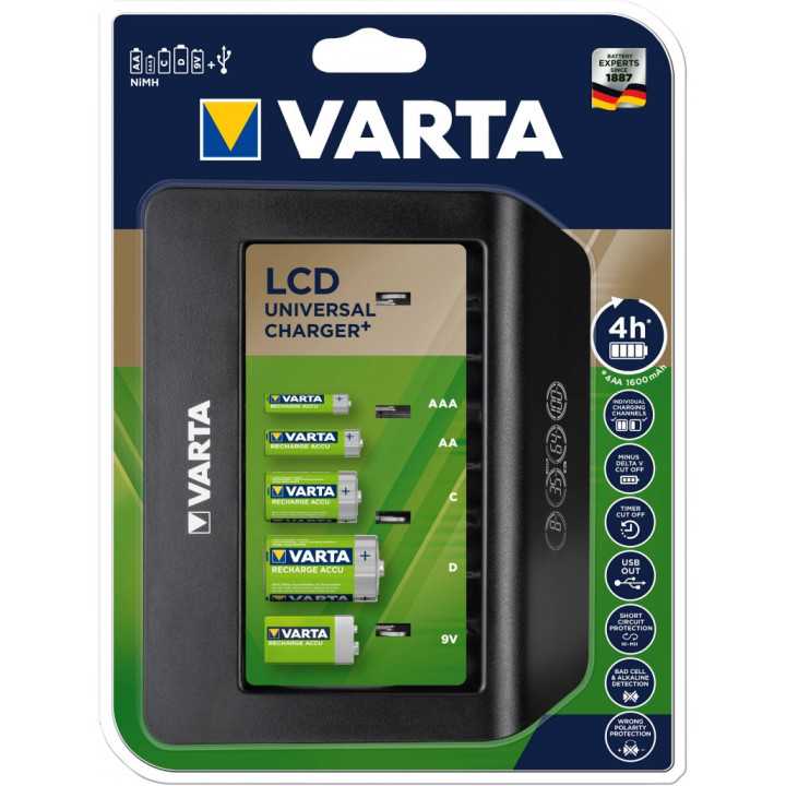 Incarcator universal acumulatori AA AAA C D 9V USB 57688 101 401 Varta