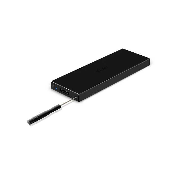 Rack extern M.2 B-Key SATA SSD NGFF compatibil 2230 2242 2260 2280 USB 3.0 carcasa aluminiu negru i-tec