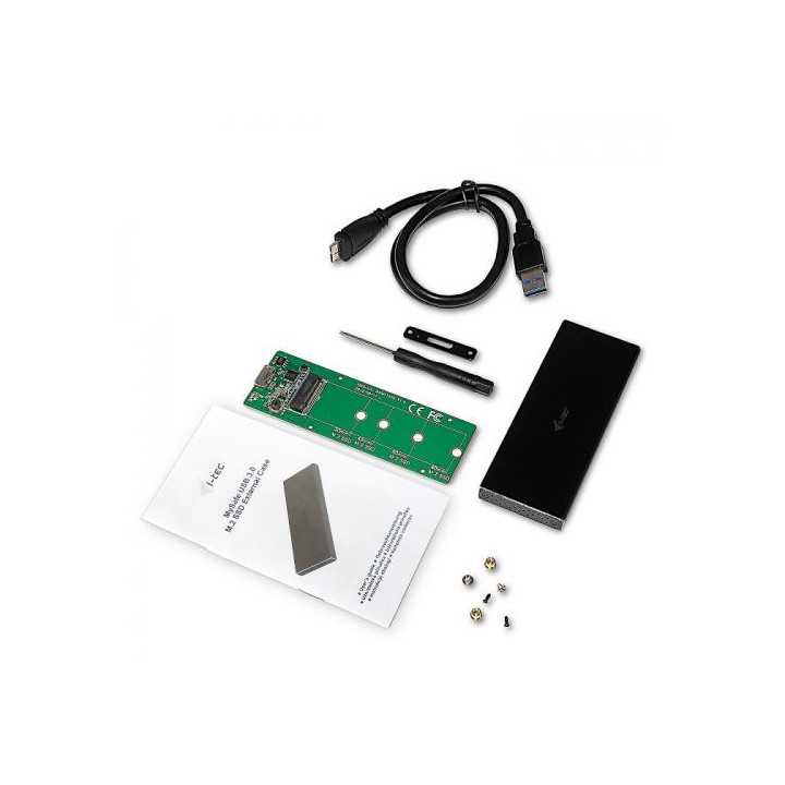 Rack extern M.2 B-Key SATA SSD NGFF compatibil 2230 2242 2260 2280 USB 3.0 carcasa aluminiu negru i-tec