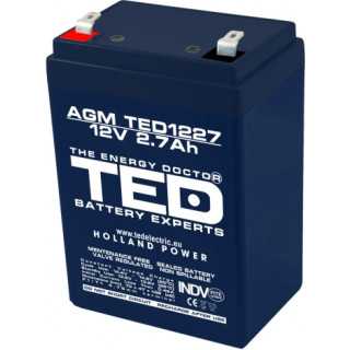 Acumulator plumb acid AGM 12V 2.7Ah F1 (4.8mm) TED1227F1