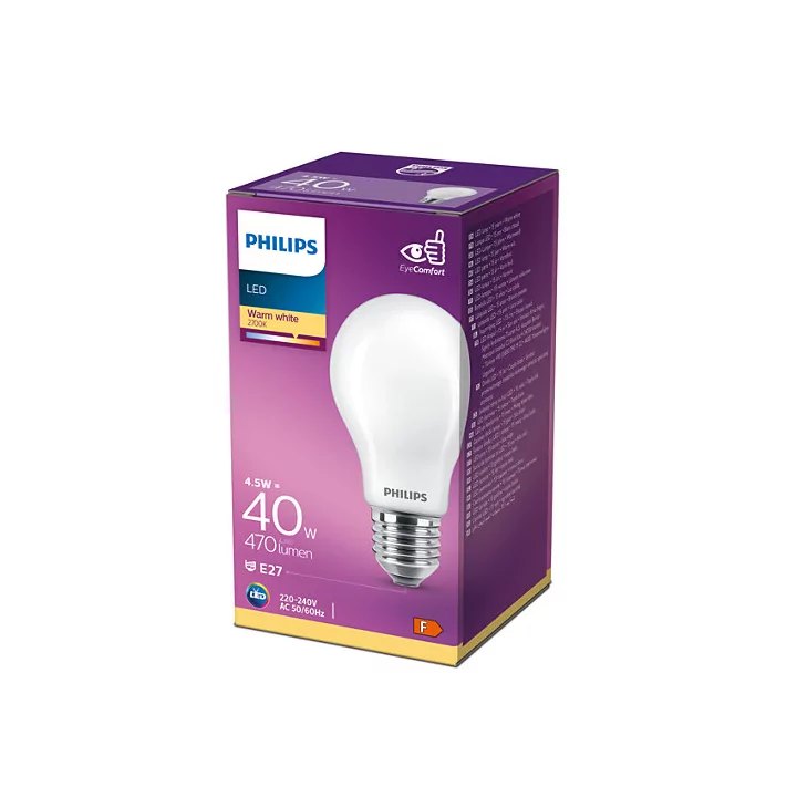 Bec LED filament Philips E27 A60 4.5W (40W) 470lm lumina calda 2700K 929001242982
