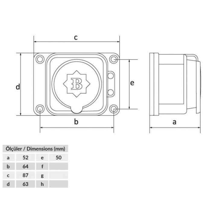 Fisa SCHUKO cauciuc cu capac Bemis BK1-1402-3511 2P+E 16A 250V aparenta IP54