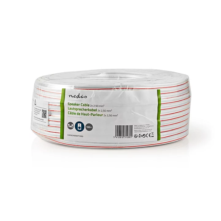 Cablu difuzor 2x 2.50mm CCA alb Nedis