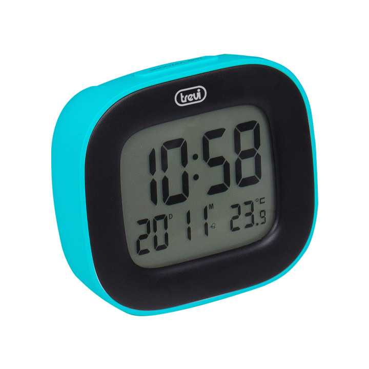 Ceas desteptator cu LCD SLD 3875 cu termometru si calendar turcoaz Trevi