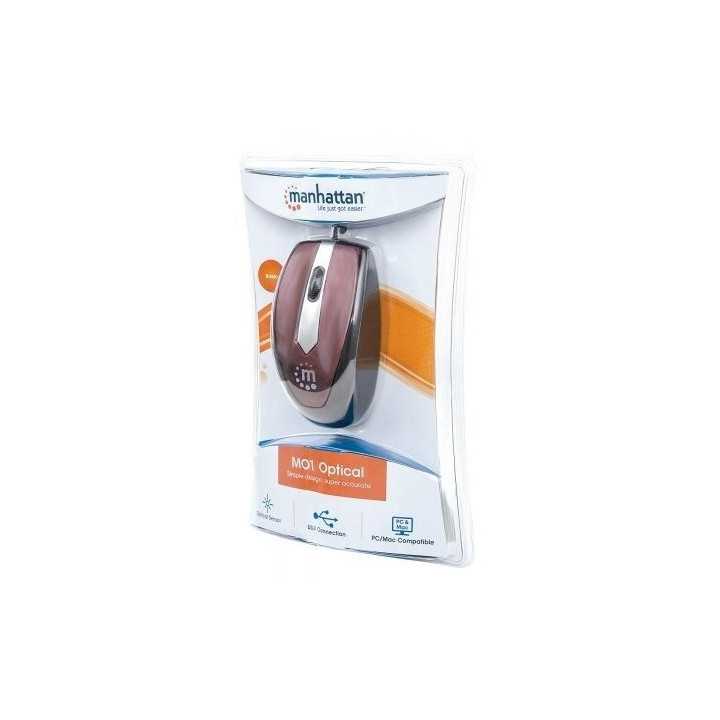Mouse optic USB 1000dpi maro 177979 Manhattan