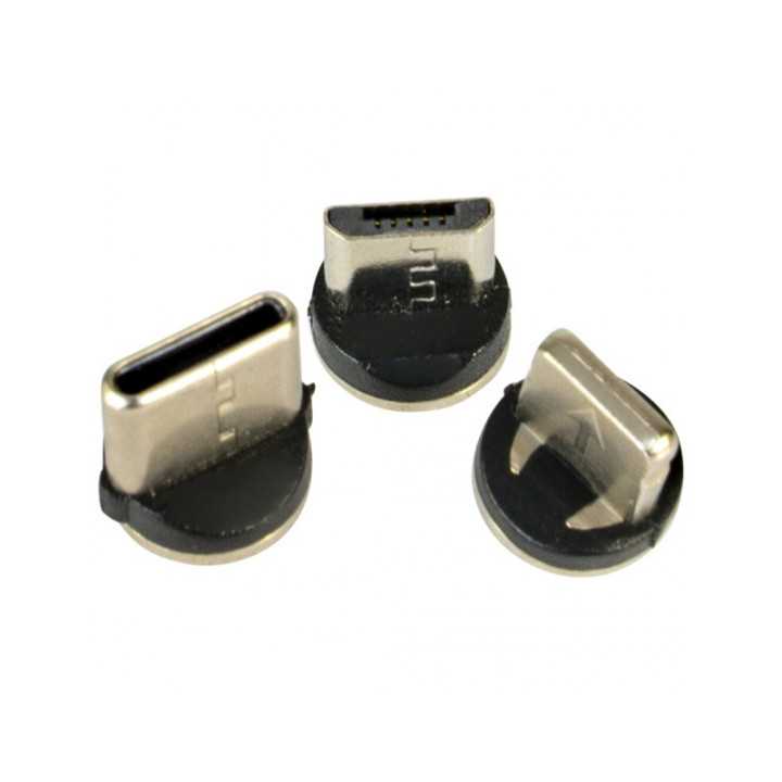 Cablu 1m 3in1 USB TYPE C iPhone Micro USB iluminat LED albastru