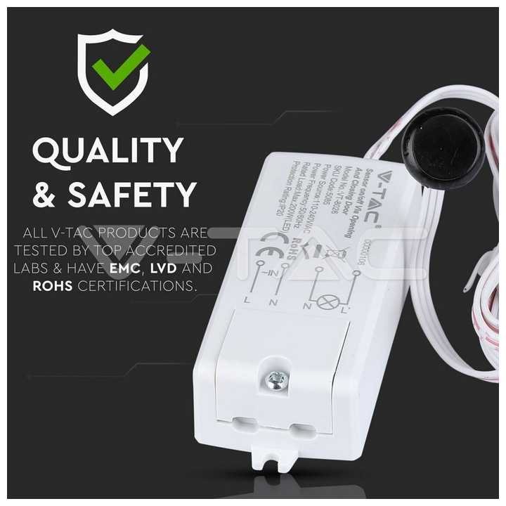 Senzor miscare ON/OFF reactie la inchidere si deschidere usa max 500W V-TAC