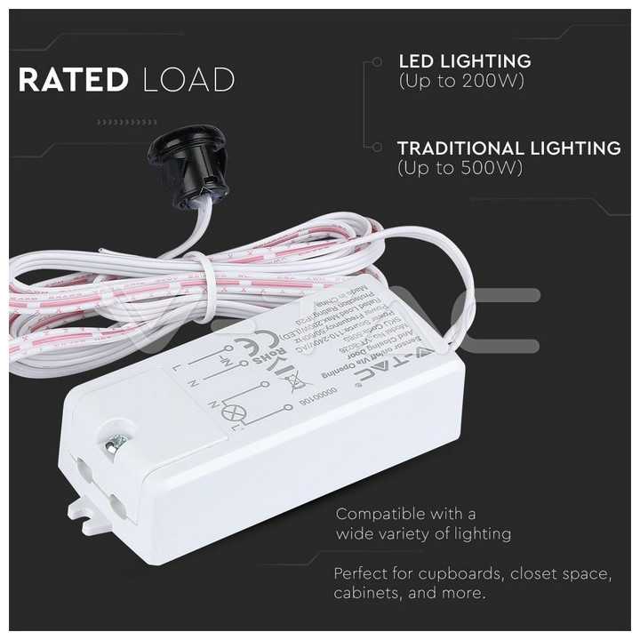 Senzor miscare ON/OFF reactie la inchidere si deschidere usa max 500W V-TAC