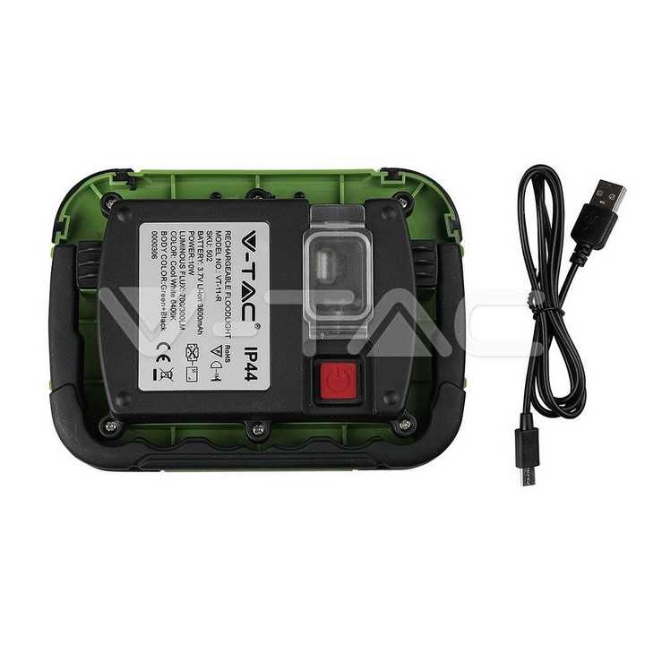 Reflector portabil 10W IP44 4000K 700lm functie S.O.S +USB cip SAMSUNG V-TAC