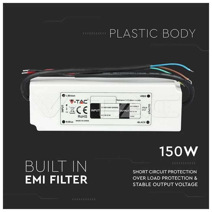 Sursa alimentare banda LED 12V 12.5A 150W IP67 V-TAC