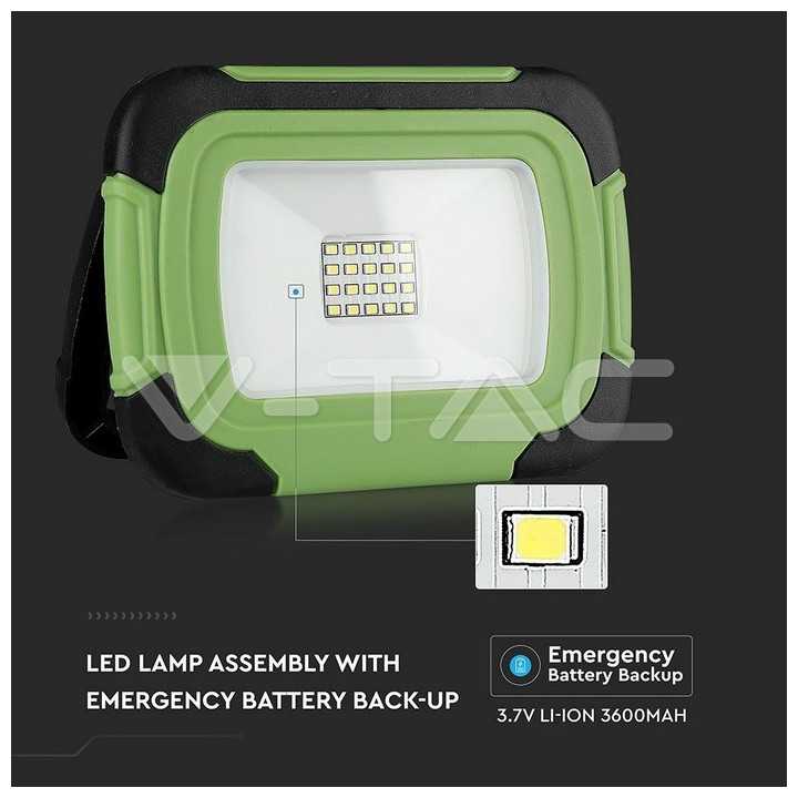 Reflector portabil 10W IP44 4000K 700lm cu functie S.O.S + USB cip SAMSUNG V-TAC
