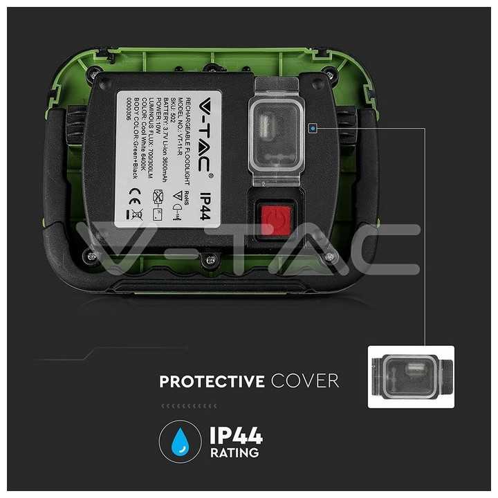 Reflector portabil 10W IP44 4000K 700lm cu functie S.O.S + USB cip SAMSUNG V-TAC