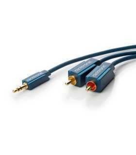 Cablu audio Profesional Jack 3.5 mm - 2x RCA 5m aurit albastru CLICKTRONIC