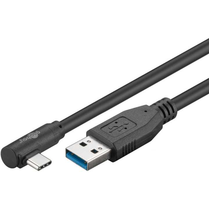 Cablu USB type C unghi 90 grade la USB A 3.0 2m Goobay