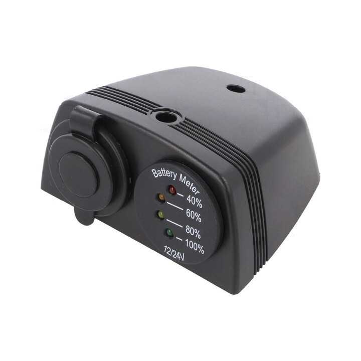 Voltmetru si soclu bricheta auto x1 7-33VDC neagra SCI A13-144DA254HD-BB3