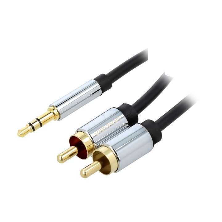 Cablu audio STEREO Jack 3.5 mm - 2x RCA 0.5m ecranat aurit VENTION BCFBD