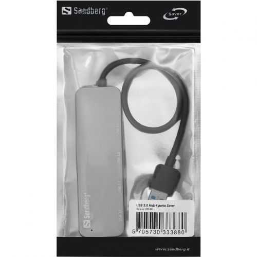 Hub USB 3.0 Sandberg 333-88 Saver 4 porturi argintiu