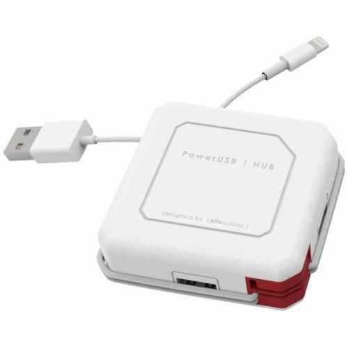 Hub mini USB 2.0 cu 4 porturi alb/rosu Allocacoc PowerUSB HUB
