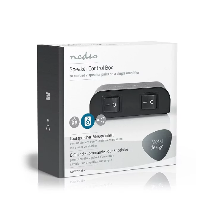 Dispozitiv de control al difuzoarelor Nedis 2 iesiri terminal cu surub negru