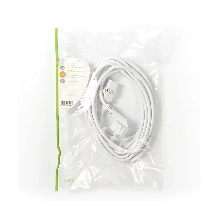 Cablu de alimentare PC Schuko tata cotit - IEC-320-C13 5m alb Nedis