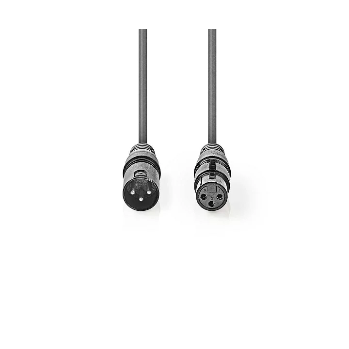 Cablu Digital DMX XLR 3-pini tata - XLR 3-pini mama 110 Ohm 1.5m gri Nedis