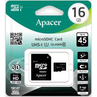 Card microSDHC UHS-I 16GB Clasa 10 cu adaptor SD Apacer