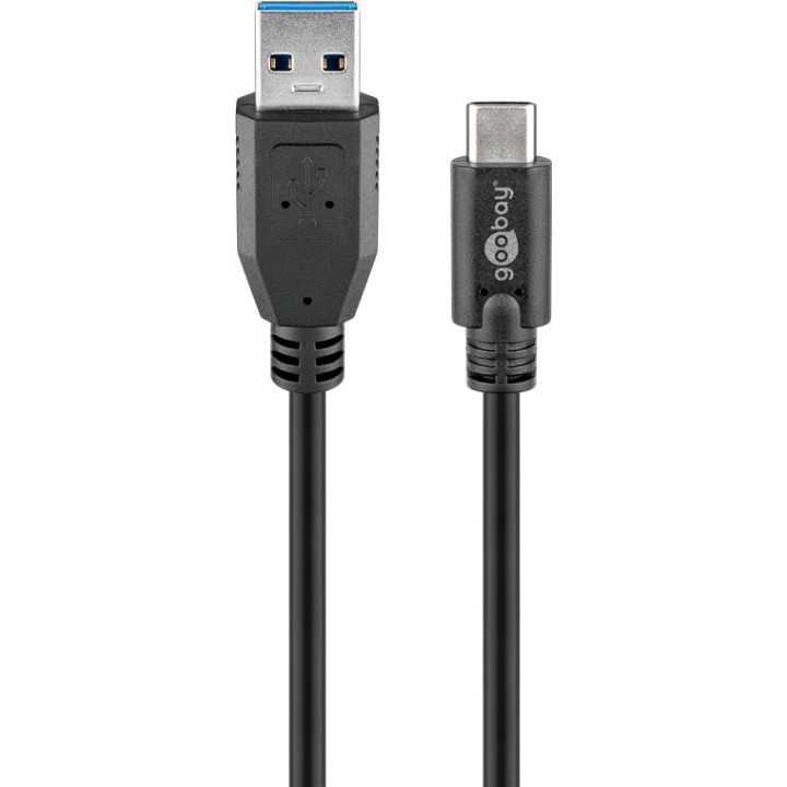 Cablu de incarcare si sincronizare USB 3.0 - USB TYPE C 2m 3A 15W negru Goobay