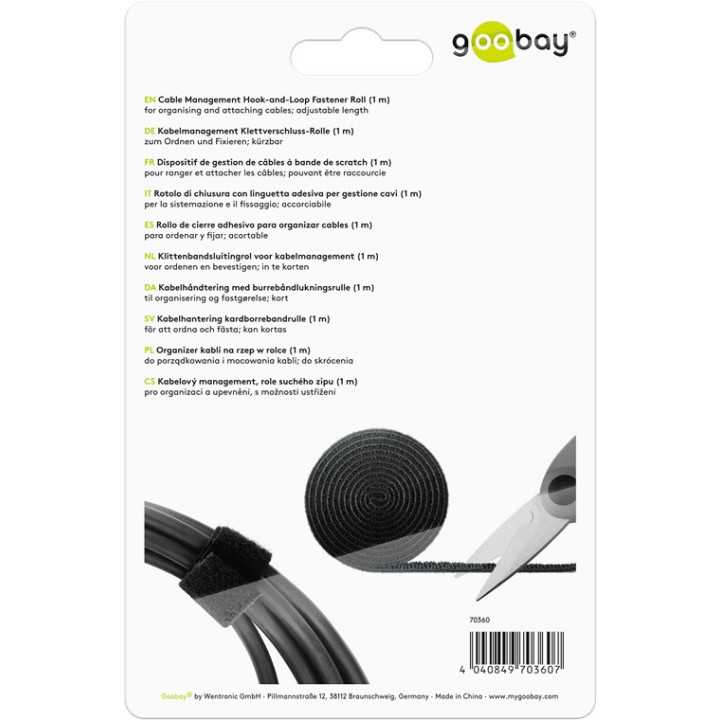 Set de gestionare fixare cabluri 1m negru Goobay