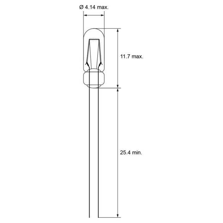 Bec miniatura T1 1/4 12VDC 0.9W 75mA incandescent alb cald 11.7x4.1x25.4mm Goobay
