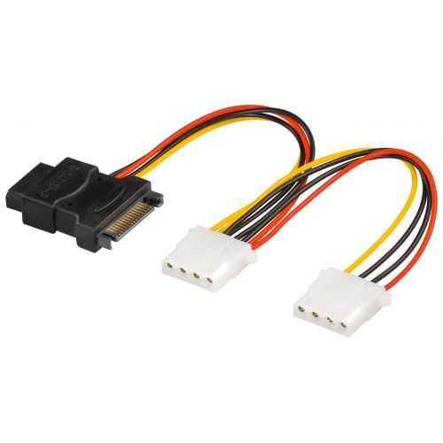 Cablu adaptor de alimentare PC Y mufa 2x 5.25 mama - SATA tata+mama 20cm Goobay