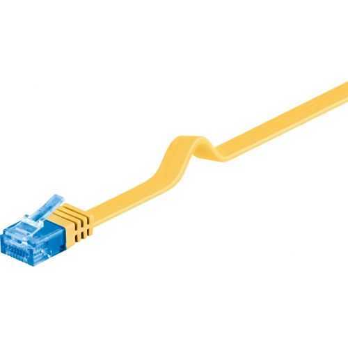 Cablu plat Cat6A UTP 0.5m 500MHz RJ45 cupru galben Goobay