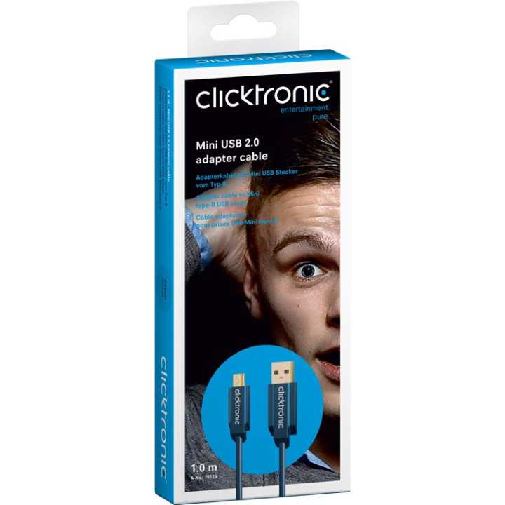 Cablu Profesional 1m mini USB 2.0 - USB Hi-Speed 480Mbit/s OFC cupru fara oxigen aurit Clicktronic