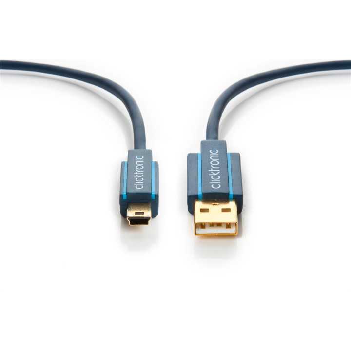 Cablu Profesional 1m mini USB 2.0 - USB Hi-Speed 480Mbit/s OFC cupru fara oxigen aurit Clicktronic