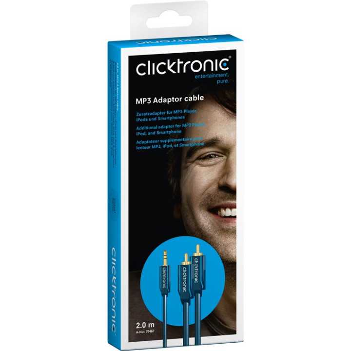 Cablu audio Profesional Jack 3.5 mm - 2x RCA 2m 50ohm OFC cupru fara oxigen AWG23 Clicktronic
