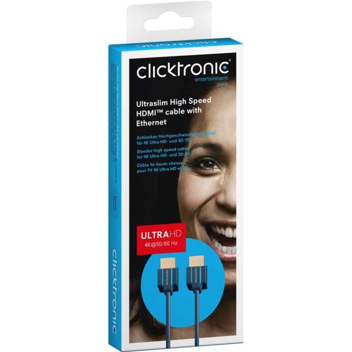 Cablu Profesional ultra-slim 4mm HDMI 2m tata-tata ARC Ultra HD 4K 60Hz cu Ethernet OFC AWG34 Clicktronic