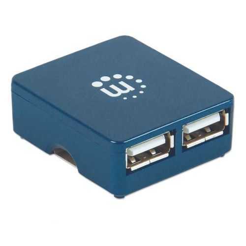 HUB mini USB 2.0 cu 4 porturi albastru 160605 Manhattan