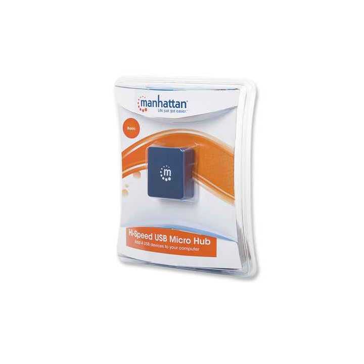 HUB mini USB 2.0 cu 4 porturi albastru 160605 Manhattan
