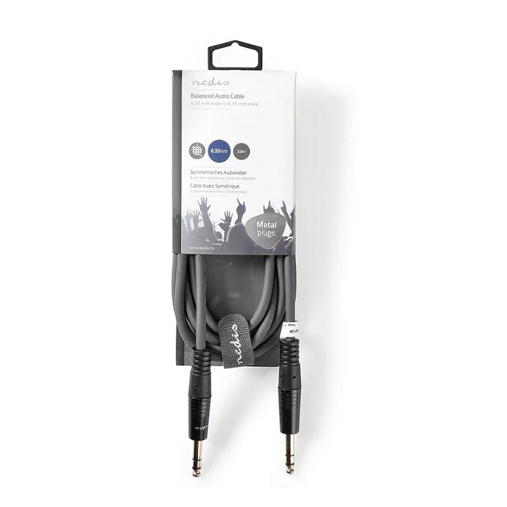 Cablu audio stereo 6.35 mm tata - 6.35 mm tata 3m gri NEDIS