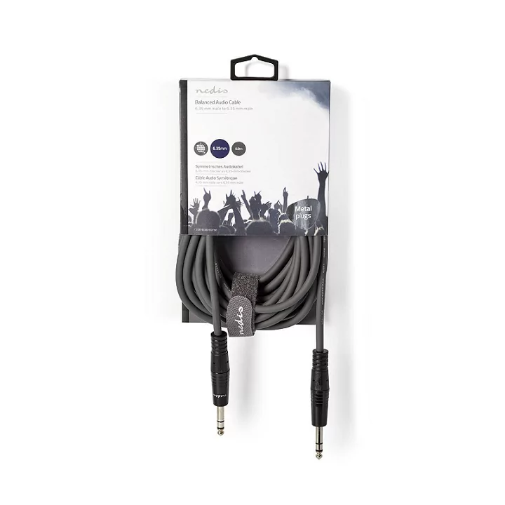 Cablu audio stereo 6.35 mm tata - 6.35 mm tata 5m gri NEDIS