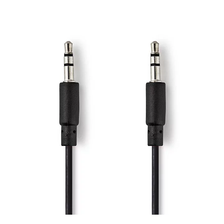 Cablu audio stereo Jack 3.5 mm tata - 3.5 mm tata 1m spiralat negru Nedis