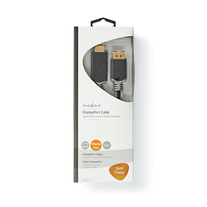 Cablu DisplayPort v1.4 - HDMI 4K 60Hz 2m aurit antracit Nedis