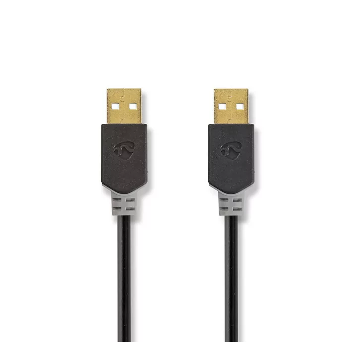 Cablu USB 2.0 A tata - A tata 2m Hi-Speed 480Mbps antracit Nedis