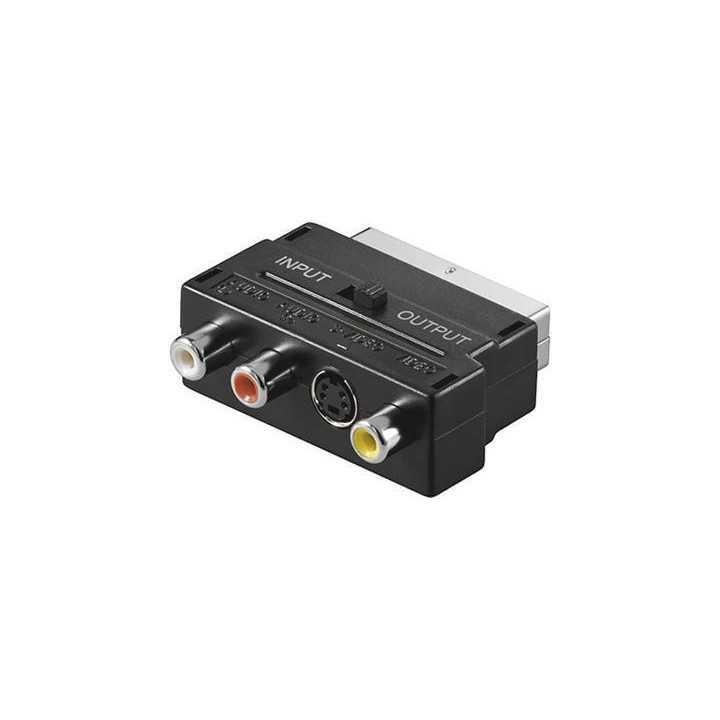 Adaptor Scart la 3x RCA si Svhs cu comutator Goobay