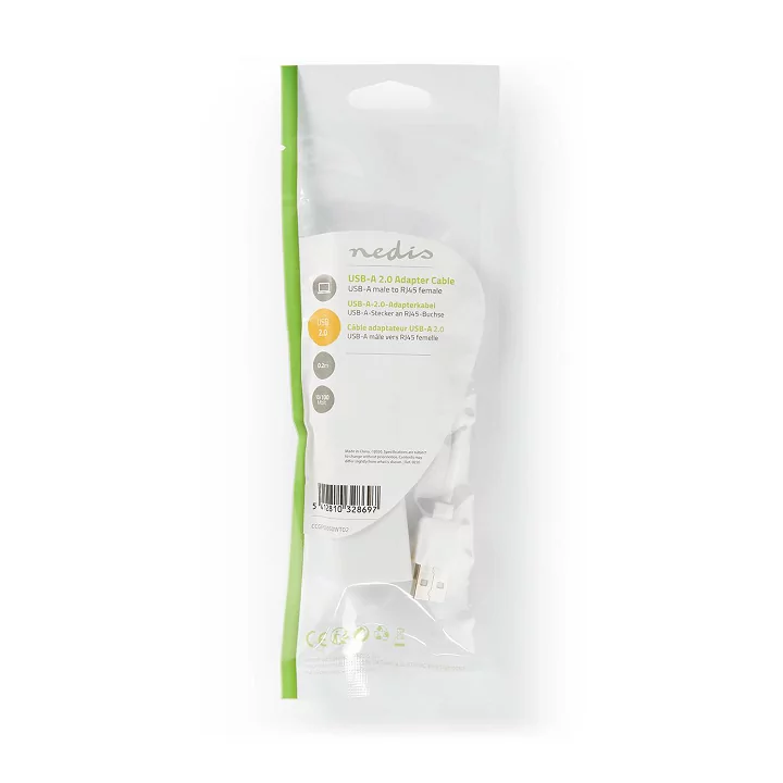 Adaptor retea USB-A tata - RJ45 tata 10/100Mbit 0.2m alb Nedis