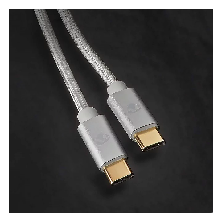 Cablu de alimentare si sincronizare USB type C 2.0 tata-tata 5A 100W aurit 2m argintiu Nedis