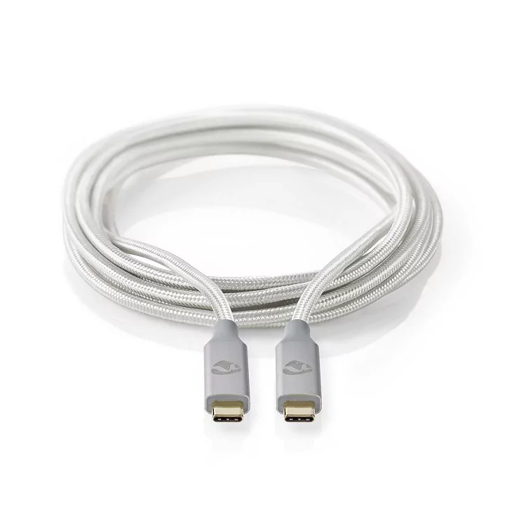 Cablu USB 3.2 Gen2x2 TYPE C tata-tata 20Gbps 1m 100W 5A argintiu Nedis