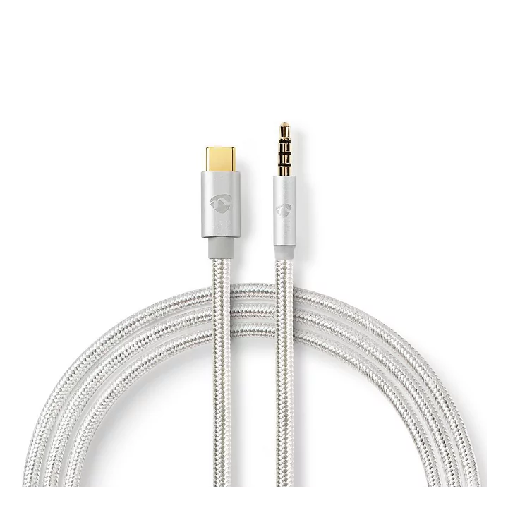 Cablu USB TYPE C tata - Jack 3.5 mm tata 1m aurit argintiu Nedis