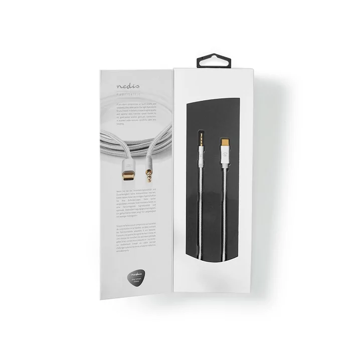 Cablu USB TYPE C tata - Jack 3.5 mm tata 1m aurit argintiu Nedis